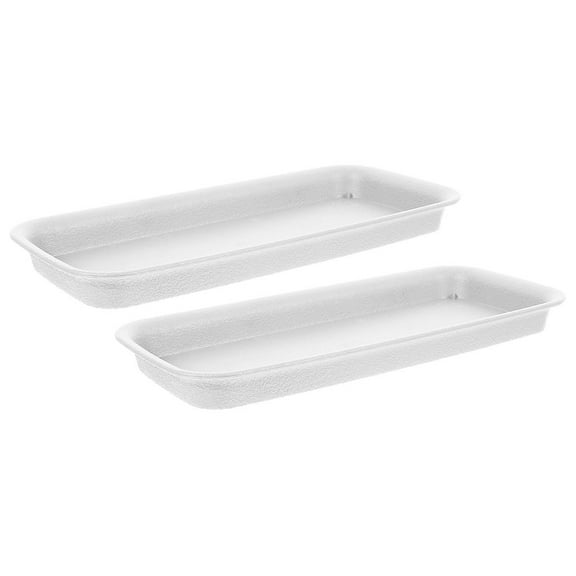 RENACLIPY 2-Pack Indoor Plant Saucers Rectangular Water Collection Tray White Resin Design