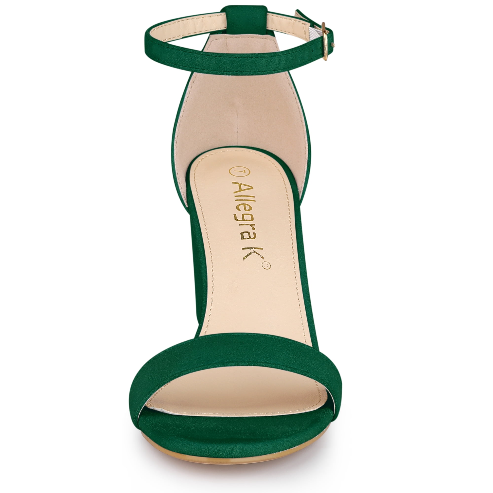 DARING DIVA Women's Buckle Ankle Strap High Chunky Heel Sandals Green 8