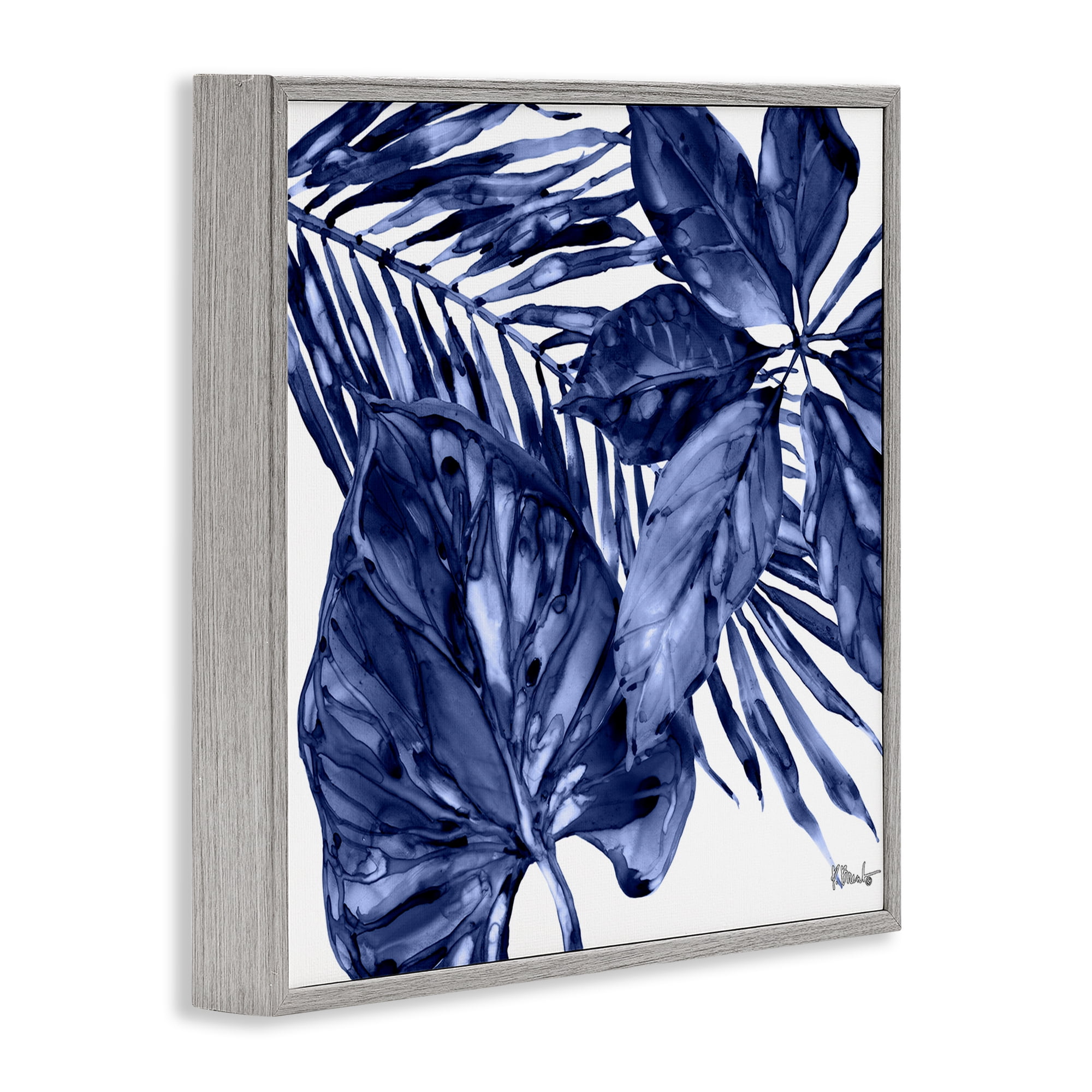 Stupell Industries Hued Plant Fronds Botanical & Floral Painting Gray Framed Art Print Wall Art, 17 x 17