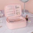 thumbnail image 3 of Airle 2 Pcs/Set Cosmetic Storage Bag Set 2 in 1 Zipper Waterproof Two Bags Large Capacity Store Cosmetic Business Trip Oblong Shape Cosmetic Organizer Set for Women, 3 of 8