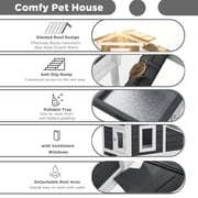 Outdoor Weatherproof 2-Tier Quail Cage with Pull Out Tray & Open Roof, Suitable for 6 Quails, Black & White