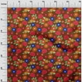 thumbnail image 3 of oneOone Viscose Jersey Maroon Fabric Abstract Retro Floral Sewing Material Print Fabric By The Yard 60 Inch Wide, 3 of 4