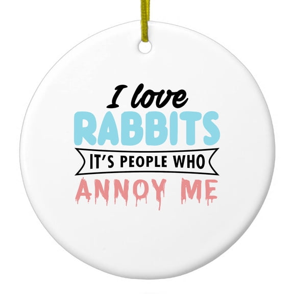 DistinctInk Hanging Ceramic Christmas Ornament - People Annoy Me - Gold String, 2-3/4 inch Diameter