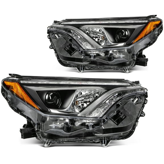 ECCPP Headlight Assembly Fit 2016-2018 for Toyota RAV4 LED Pair Headlamps Chrome Housing Clear Reflector TO2518190