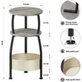 thumbnail image 2 of Round Side Table with Storage Basket –Small Space Saving End Table 3-Tier Coffee Table Bedside Corner Stand for Living Room, Bedroom, Garden and More 24in Tall Greige, 2 of 18