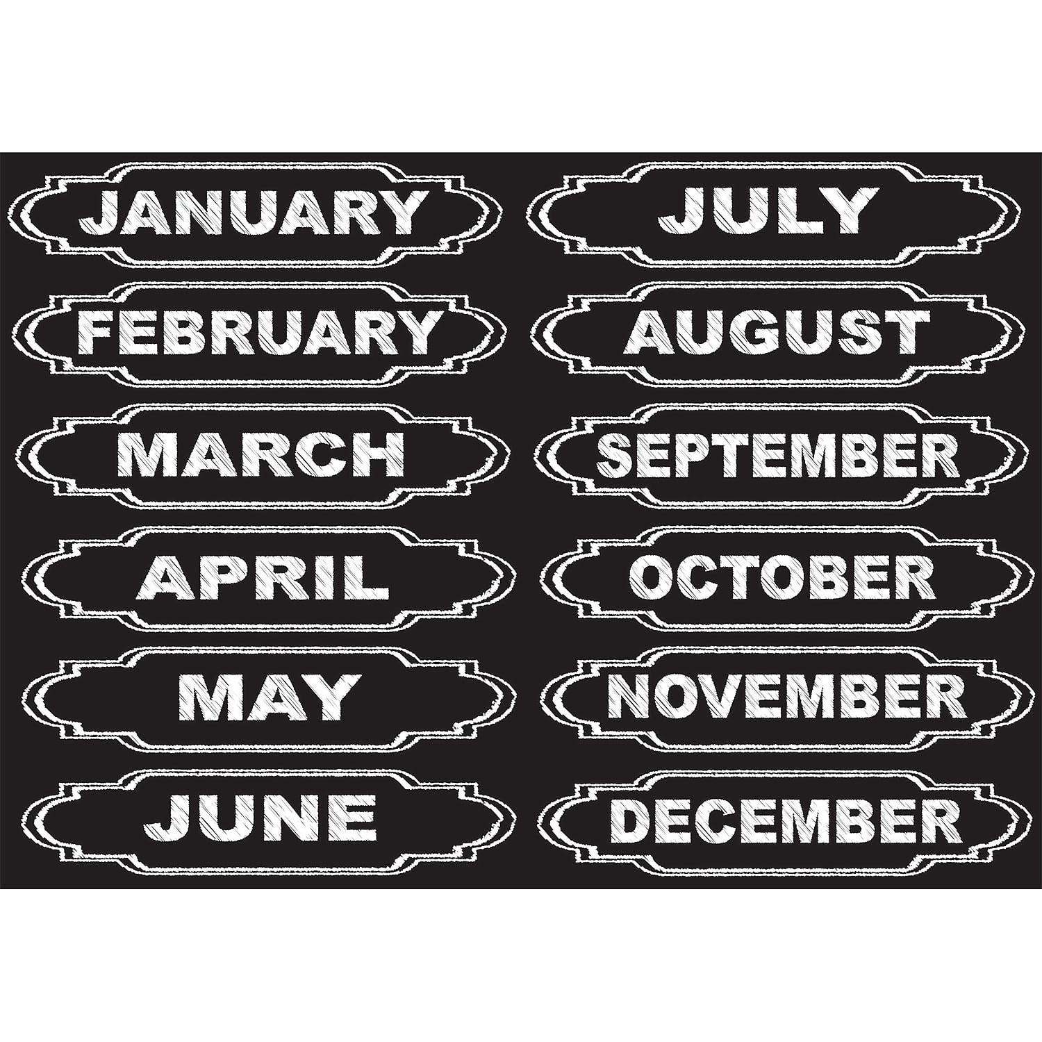 Ashley Productions Die-Cut Magnets, Chalkboard Calendar Months, 12 Per Pack, 6 Packs