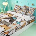 thumbnail image 3 of meiyoeat Cartoon Cat Pattern Zipper Full Size Comforter Sets with Fitted Sheet and 2 Pillowcases,Cute Print Zipper Bedding Set,Polkadot Reversible,4-Piece, 3 of 7