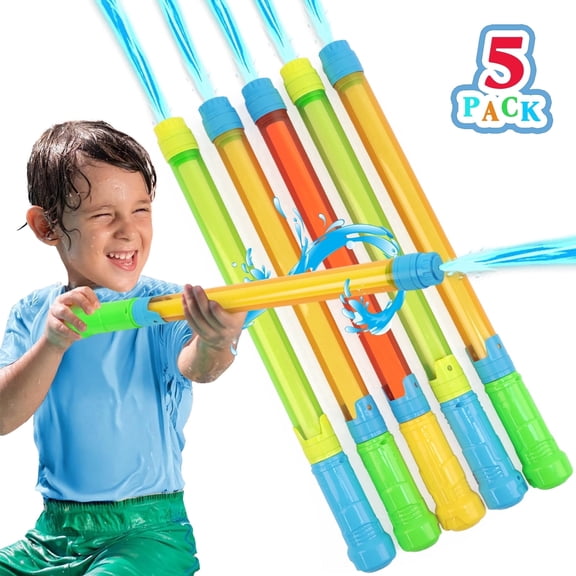 KiddiTouch 5 Pack 16.5'' Water Gun for Kids Adults,Water Blaster Squirt Guns Shoot Up to 35 Ft, Outdoor Swimming Pool Summer Beach Activity Fighting Party Game
