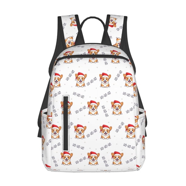 Balery Corgi With Santa Claus Hat Mochila Ligera para Hombres y Mujeres – Resistente y Impermeable, Ideal para la Escuela, el Trabajo, los Viajes y el Uso Diario