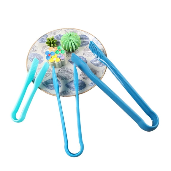 3-Piece Silicone & PP Plastic Kitchen Tongs Set,Steak,Bread & Salad Clips,Heat-Resistant,Multi-Color,6/8/10 Inch Blue