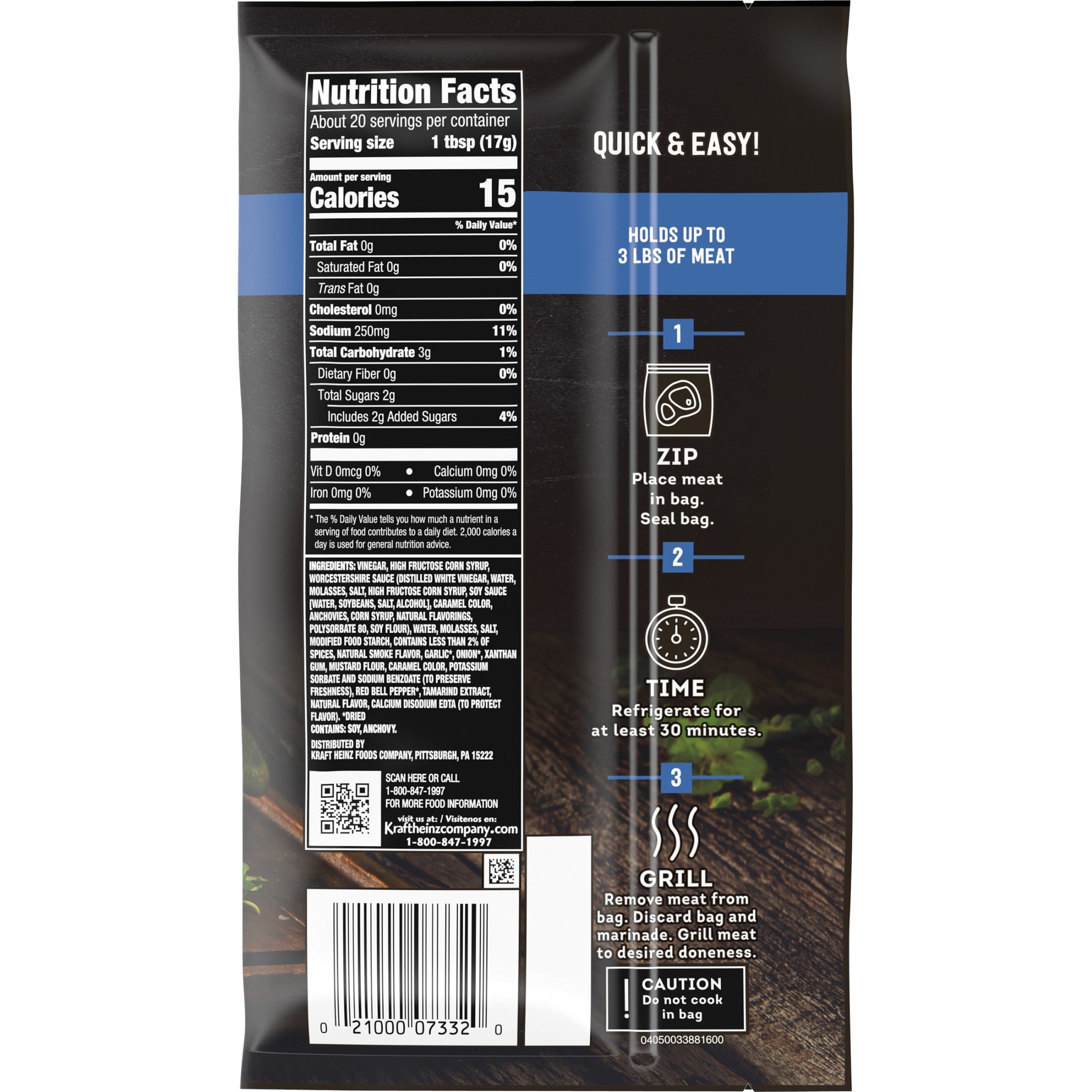 (3 pack) J.L. Kraft Marinade-In-A-Bag Original Flavor Liquid Marinade, 12 oz Bag
