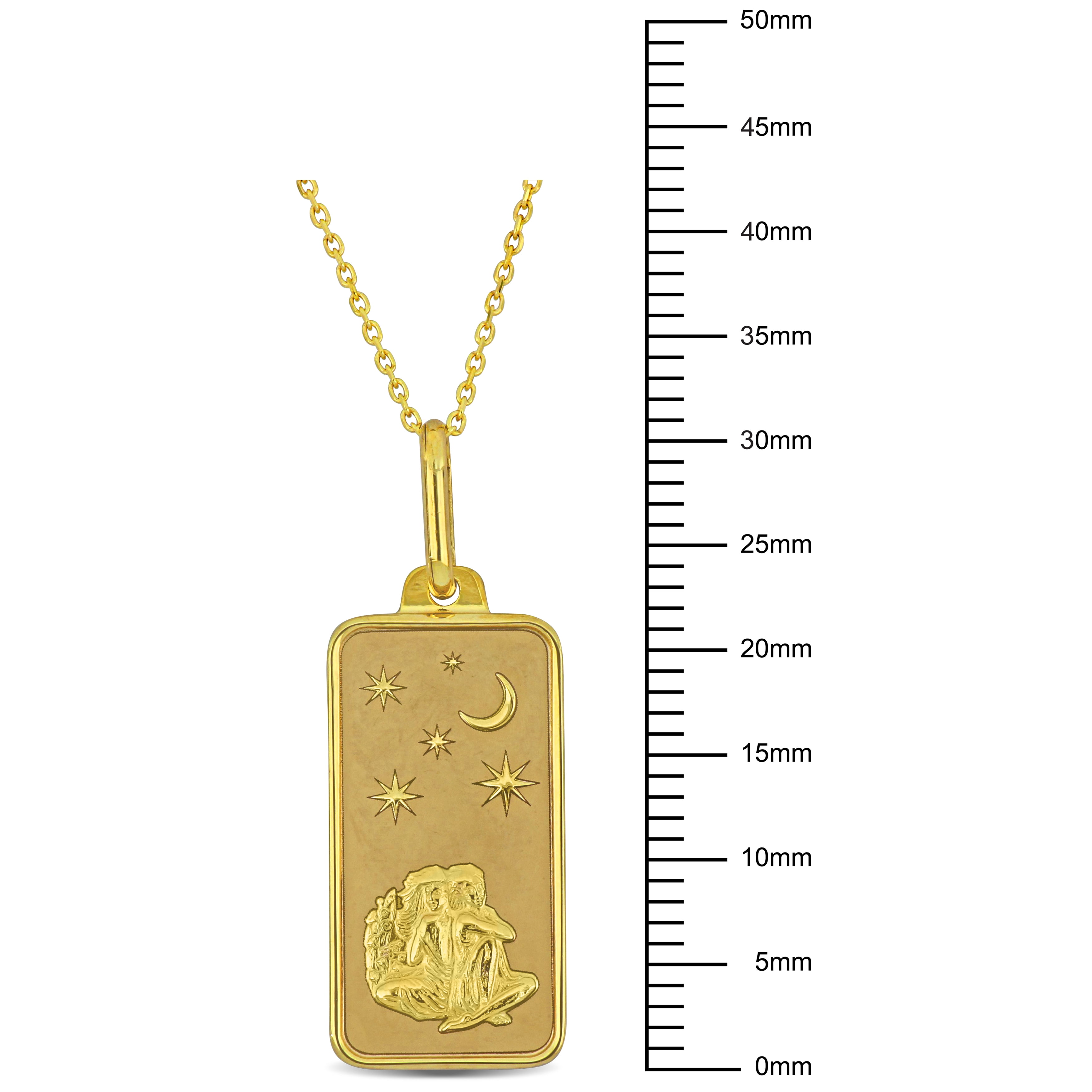 Everly Women's Gemini 10k Yellow Gold Horoscope Dog Tag Necklace, Trendy Zodiac Gift