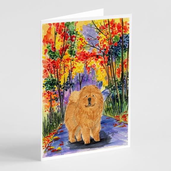 Chow Chow Springtime Walk Greeting Cards and Envelopes Pack of 8
