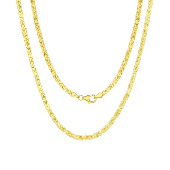 Nuragold 10k Real Yellow Gold Byzantine Square Link 3mm Necklace (18"-30") Italian Jewelry for Men