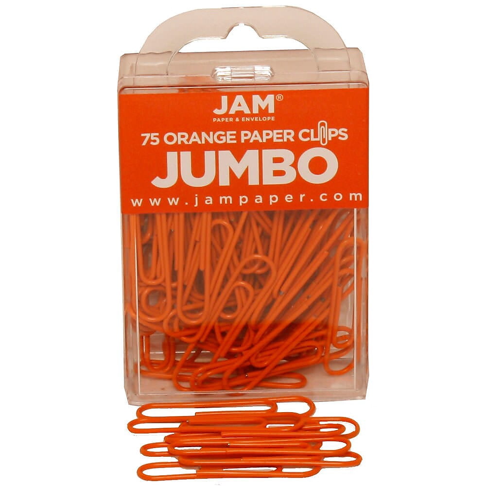 JAM Paper Jumbo Smooth Paper Clip Orange 3/Pack 42186871B