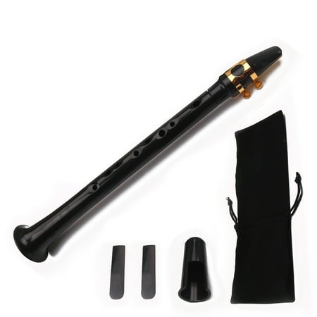 BIMZUC Black Pocket Sax Mini Portable Saxophone Little Saxophone With Carrying Bag Bell Mouth Woodwind Instrument For Beginners Includes Two Alto Resin Reeds