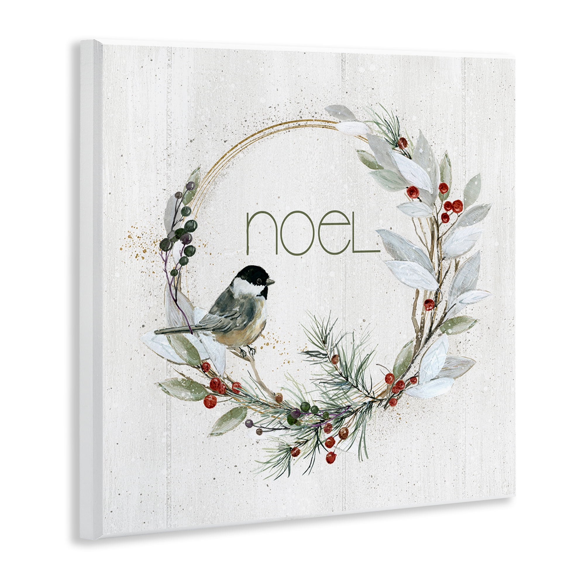 Stupell Industries Simple Noel Wreath Holiday Painting Unframed Art Prints Wall Art, 12 x 12