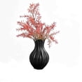 thumbnail image 2 of MMJ Fluted Ceramic Vase Set of 2 Matte Black White Table Centerpiece Home Decor 8.27x5.12x5.12in With Leaves, 2 of 7