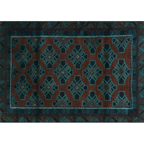Ahgly Company Indoor Rectangle Southwestern Light Blue Country Area Rugs, 4' x 6'