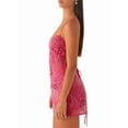 thumbnail image 3 of Women's Sequined Sparkling Short Dress with Rhinestones, Sleeveless Deep V-Neck Backless Party Mini Dress Rose Red L, 3 of 7