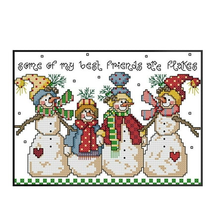 

NUOLUX 1 Set Snowman Pattern Cross Stitch Kit Printed Embroidery Wall Decoration