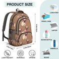 thumbnail image 5 of Pug and Glasses Brown Pattern Backpack for School, Cute School Bag with Adjustable Shoulder Straps and Padded Back, 16.9"x12.6"x5.9", 5 of 5