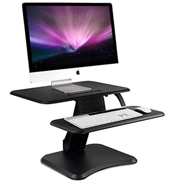 Height Adjustable Standing Desk Converter, 25” Wide Desktop - Sit-Stand Converting Desks with Gas Spring for Home, Office - Stand-Up Computer Workstation Desktops
