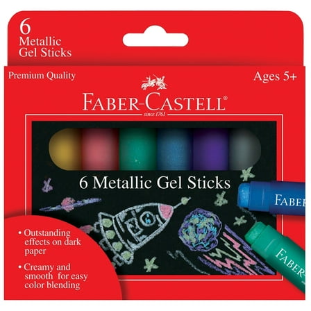 Faber-Castell Silky Smooth Metallic Gel Stick, Assorted Color, Pack of 6