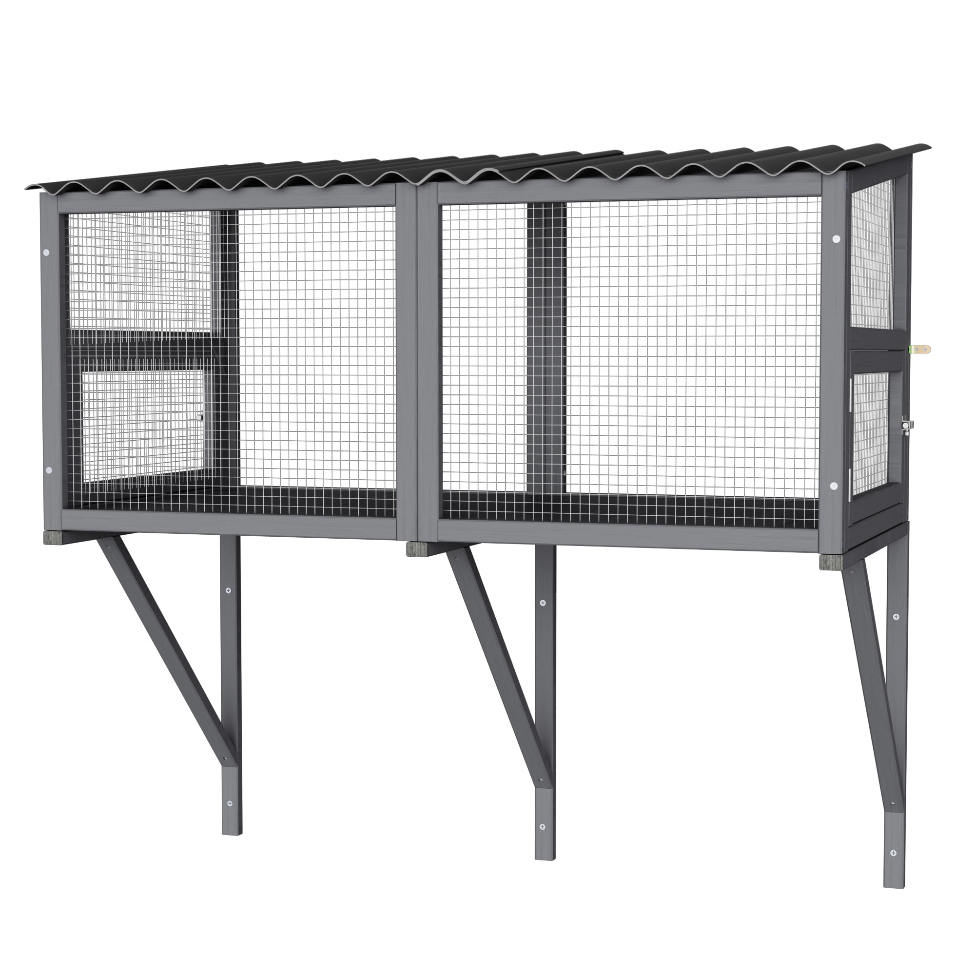 Haverchair Catio Cat Window Perch Outdoor, 360° Catio Cat Enclosure Window for Indoor Cat with Waterproof Roof, Cat Window Box with Metal Mesh Cat Door for Sunbathing, Napping, Overlook