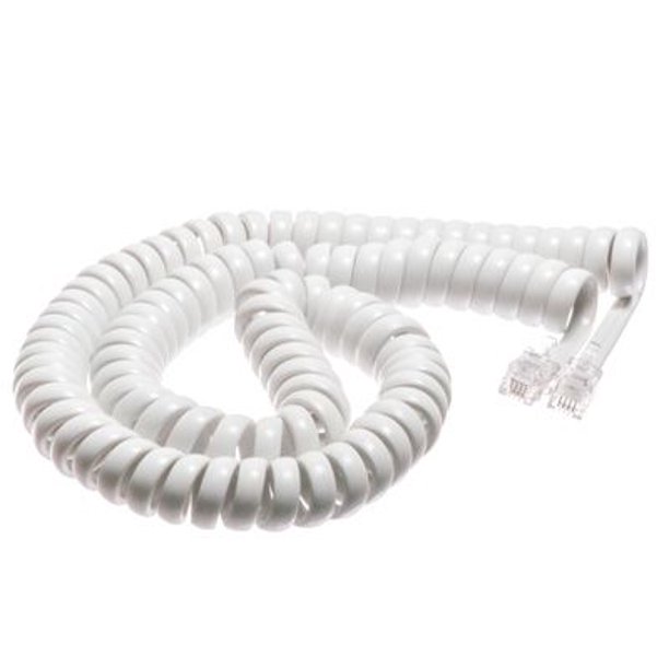 ECore Cables White Coiled Telephone Handset Cord 12 Foot Standard