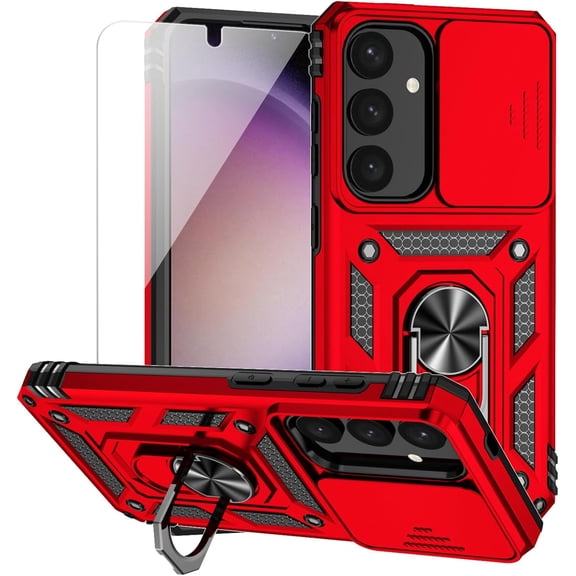 XIHAMA Compatible for Samsung Galaxy S25 Plus Case with HD Screen Protector, Military-Grade Drop Tested Magnetic Ring Holder Kickstand Protective Phone Case for Samsung Galaxy S25 Plus