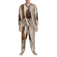 thumbnail image 3 of Lsque Horses free run on desert Pattern Long Sleeve Pajama Set for Men - Soft 2-Piece Sleepwear and Loungewear Set with Pockets, Comfy Nightwear-XX-Large, 3 of 7