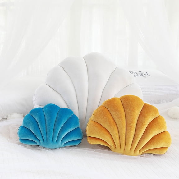 UPGRATOR 1Pc Wear Resistant Yellow Throw Pillow with Unique Shell Shape for Home Use