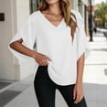 thumbnail image 6 of VEKDONE Womens 3/4 Length Sleeve Tops Summer Loose Fit V-Neck Casual Blouse Solid Color Lightweight Shirts Fashion Clothes White S, 6 of 9