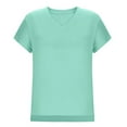 thumbnail image 6 of Xdegoge Summer Savings T Shirts for Women V Neck Short Sleeve Summer Tops Loose Fit Tunic Tops Dressy Casual Blouses Split Fashion Y2K Tshirts of The Week Flash, 6 of 7