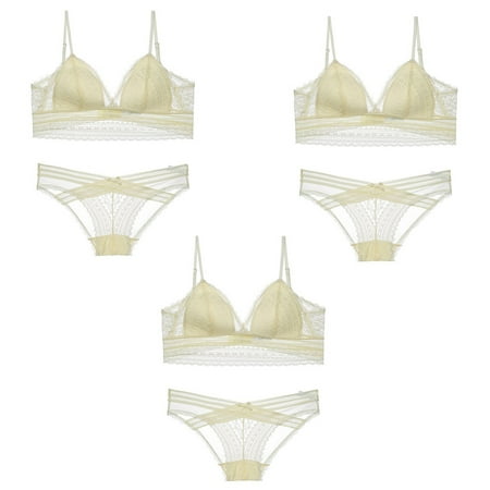 

Lingerie for Women Push up Bra Set - Ultra-thin Gather Comfortable Lace U-Shape Beauty Back Everyday Bras With Panty Set S-3XL(3-Packs)