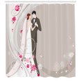thumbnail image 3 of Ambesonne Wedding Shower Curtain, Ceremony Bride Groom, 69"Wx84"L, Grey Black Pink, 3 of 3