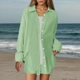 thumbnail image 4 of Conjunto de camisa y pantalones cortos de mezcla de lino liso para mujer: conjunto informal de dos piezas, tejido transpirable, tallas S-XXL, contorno de pecho 112-132 cm., 4 of 7