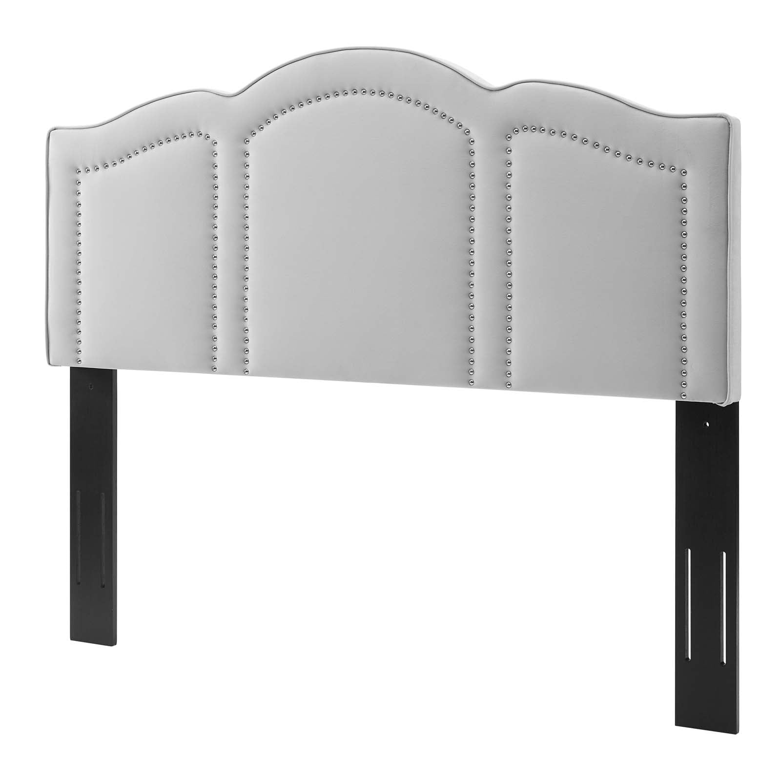 Headboard, King Size, Velvet, Light Grey Gray, Modern Contemporary