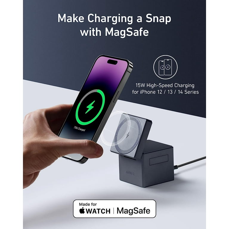 MagSafe Charger, Anker 3-in-1 Cube with MagSafe, 15W Max Fast Charging  Foldable Wireless Charger, For iPhone 14/13/12 Series, Apple Watch Series  