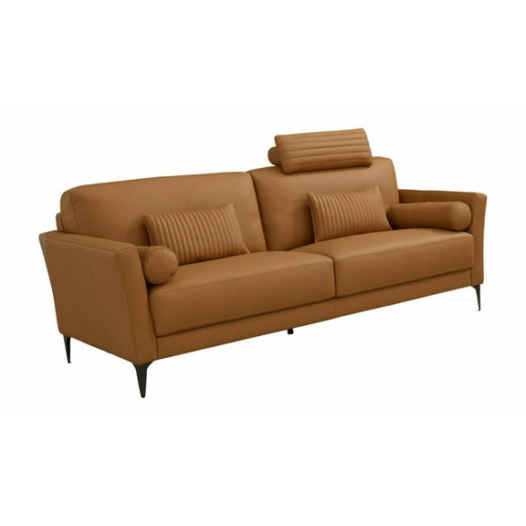 ACME Tussio Sofa w/5 Pillows, Saddle Tan Top Grain Leather