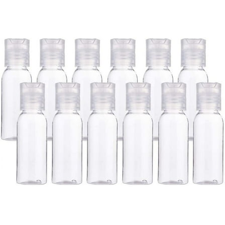 24 Pack 1oz PET Plastic Bottles Clear Refillable Bottles with Press Cap for Shampoo Lotions Creams