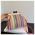thumbnail image 4 of Zhuge Bolso de hombro tejido para mujer, bolso de mano tejido, bolso de mano tejido elegante para playa de verano, bolsos de hombro de 9,05 x 3,94 x 7,87 pulgadas (púrpura), 4 of 4