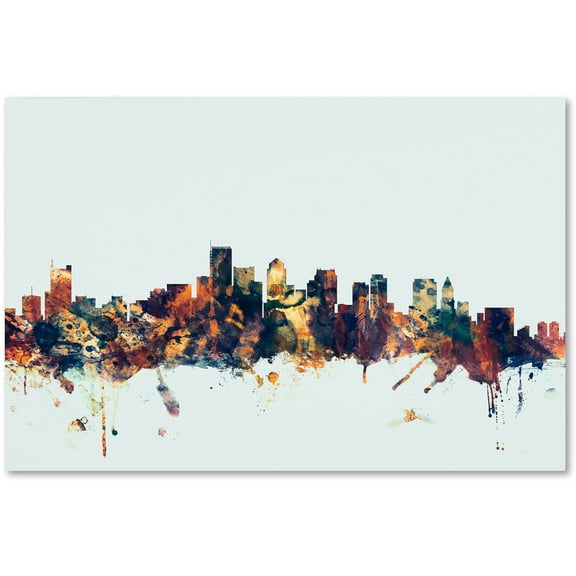 Trademark Fine Art "Boston MA Skyline Blue" Canvas Art by Michael Tompsett