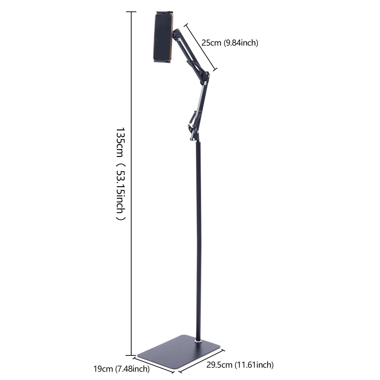 Adjustable Floor Mount Tripod Stand Holder Bracket for 4-17cm Tablet iPad Phone