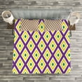 thumbnail image 3 of Ambesonne Mardi Gras Quilted Bedspread Set 3 Pcs, Traditional Carnival, Queen Size, Purple Yellow Green, 3 of 3