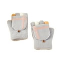 thumbnail image 1 of Guantes de lana con aislamiento térmico sin dedos para mensajes de texto para mujeres y hombres, cálidos y convertibles de punto con solapa Fäustlinge, 1 of 5
