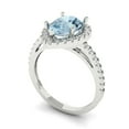 thumbnail image 2 of 2.38 ct Pear Cut Natural Aquamarine with Simulated Diamond Halo Accents 18K White Gold Womens Engagement Ring, 2 of 5