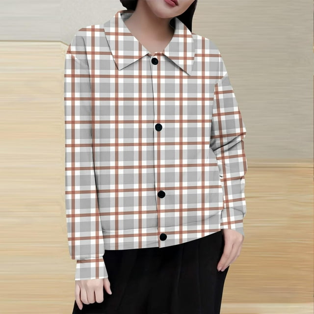 Mceream Women's Ribbed Knit Shacket Button Down Plaid Jackets Long Sleeve Sweater Shirts Fall Winter Trendy Cardigans Plus Size Winter Warm Outwear Chaqueta De Invierno Para Mujer Khaki S