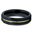 thumbnail image 3 of Yellow Gold Tungsten Wedding Band 6mm Black Tungsten Ring Men & Women Tungsten Carbide Ring Anniversary Band Comfort Fit Ring, 3 of 3